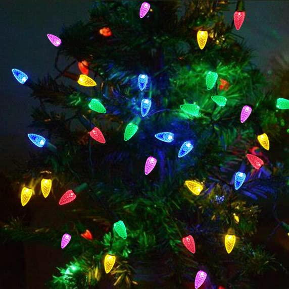MXTCLM C3 Christmas Lights 50 LED Multicolor Strawberry 18ft Waterproof Xmas String Lights for Outdoor Indoor Garden Yard Home Party Christmas Tree