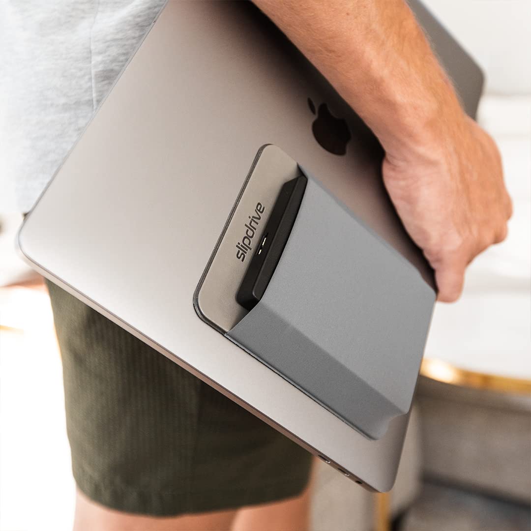 Slipdrive - Portable Hard Drive Sleeve for Laptop - HDD Hard Disk Drive - Reusable Adhesive - 5.5” x 4.5” Stick on External Hard Drive Carrying Case
