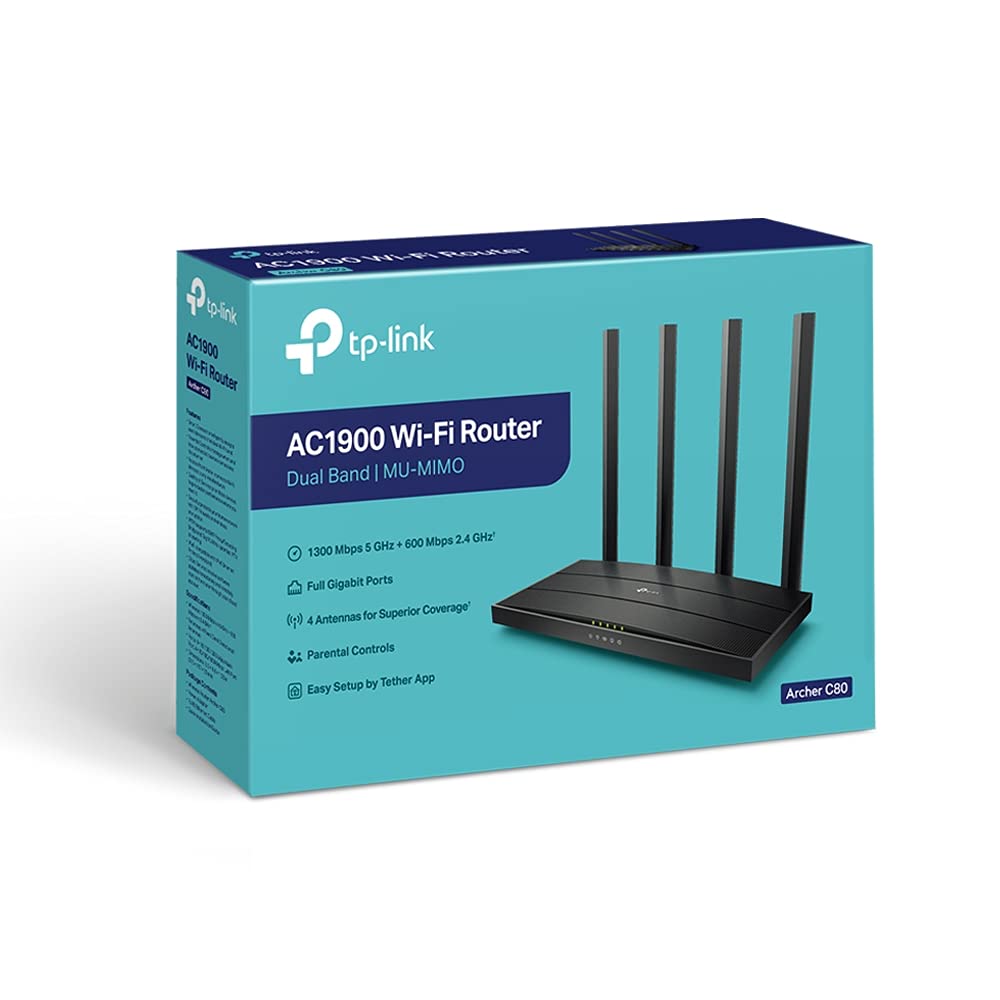 TP-Link Archer C80 AC1900 MU MIMO Wireless WiFi Router Dual Band TPLink Black