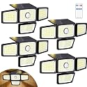 FAXBOX 4 Heads Sensor Lamp Solar, Motion Sensor Outdoor Lights 3000LM, 283 LED,6500 K, Motion Sensor, IP65 Waterproof, 270° Wide Angle, Security