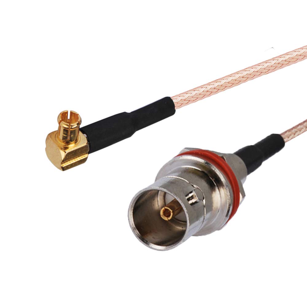 RedYutou 2pcs RF Extension Cable MCX Right Angle Male to BNC Female Bulkhead O-Ring Pigtail Cable RG179/8 inch 75ohm