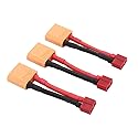 OliYin 3pcs XT90 Male to T Plug Female Connector Converter Adaptor with 12awg 1.96inch Cable(Pack of 3)