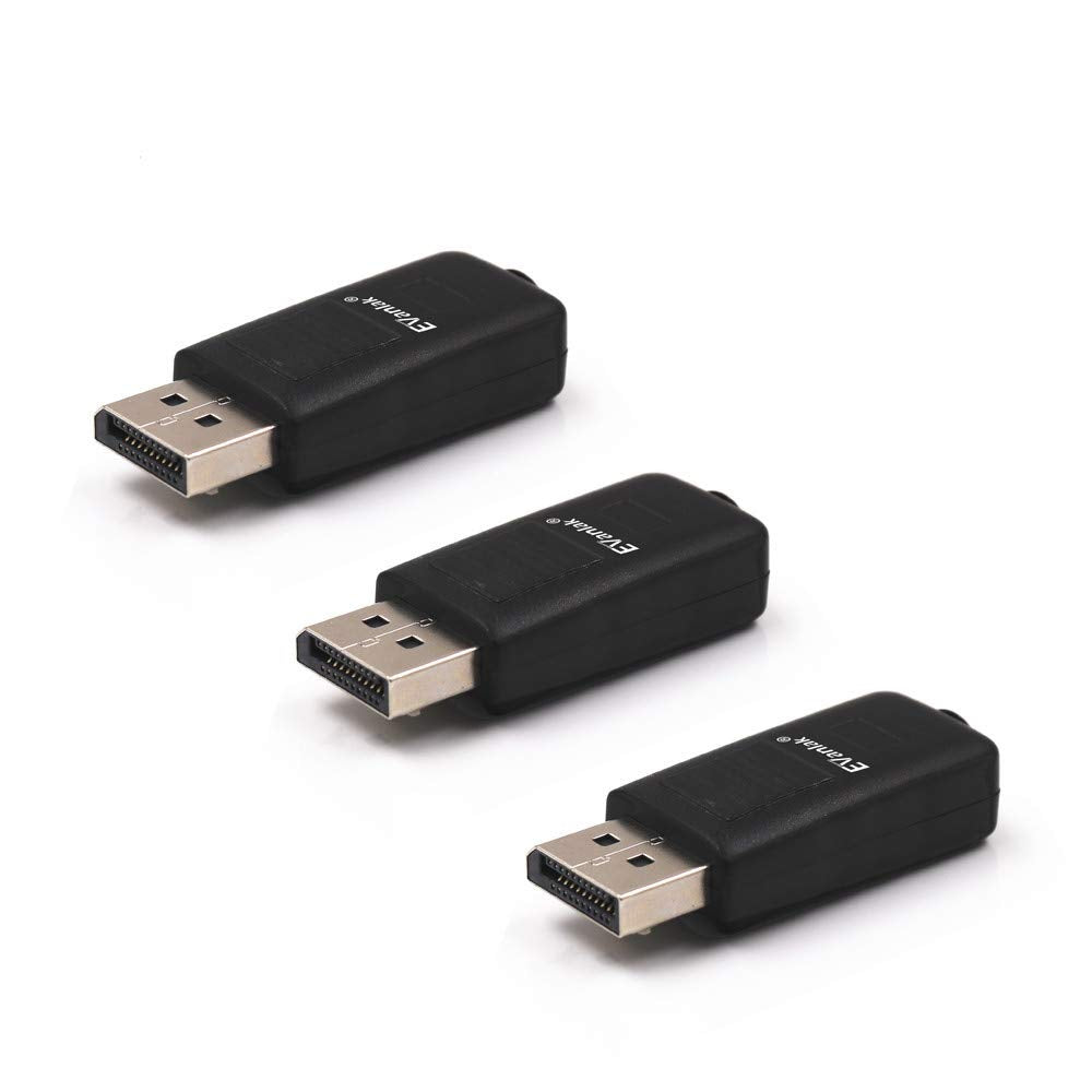 EVanlak DispalyPort Headless Ghostclassic Style Display Emulator for PC 4K DP Dummy Plug fit Headless 1080@60Hz- 3840x2160@17Hz 3Pack