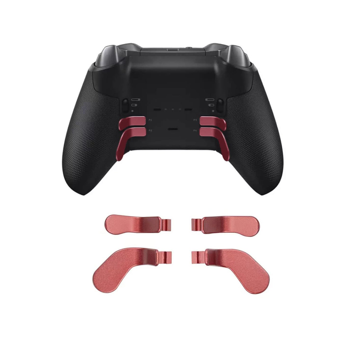 Metal D-Pads, 4 Paddles (Medium & Mini) Trigger Buttons Replacement for Elite Series 2, Xbox One Elite Controllers (Matte Red)