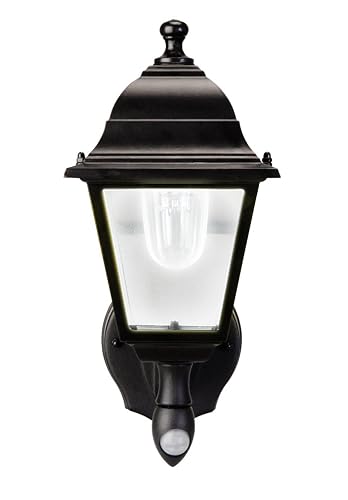Maxsa 44219-RS Premium Wireless Battery-Powered Motion-Activated Decorative Outdoor Wall Sconce Lighting Fixture, Cool White LED, Metal Housing, Black