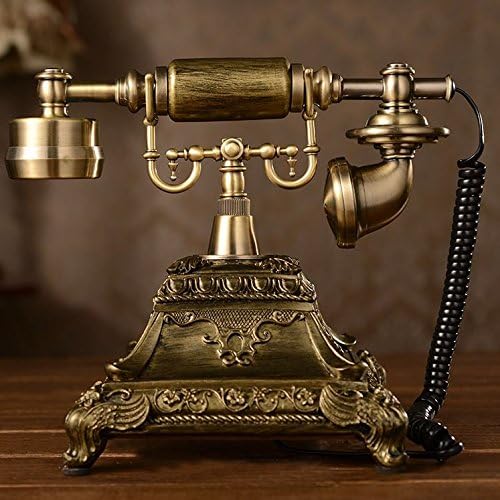 XICHEN Resin Imitation Copper Vintage Style Rotary Retro Old Fashioned Rotary Dial Home and Office Telephone