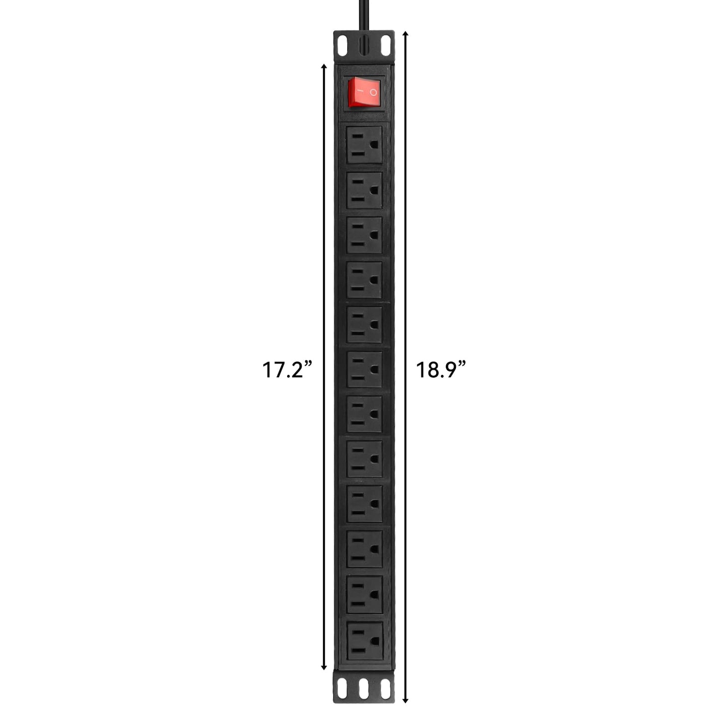 BTU Power Strip Surge Protector Rack-Mount PDU, 12-Outlet Power Strip with Switch, Metal Mountable Heavy Duty for Server Racks, Garage, Shop