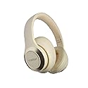 Vizliter Bluetooth Headphones, TWS Deep Bass Wireless Over-Ear Headset 5.3 with Built-in Mic LED Lights, Noise Cancelling Audio Earphones (Beige)
