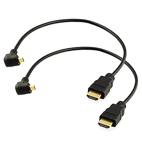 Seadream Angled Micro HDMI to HDMI Cable 2Pack 1Foot 90 Degree Down Angle Micro HDMI Male to HDMI Male Cable Connector (2Pack Down Angled)