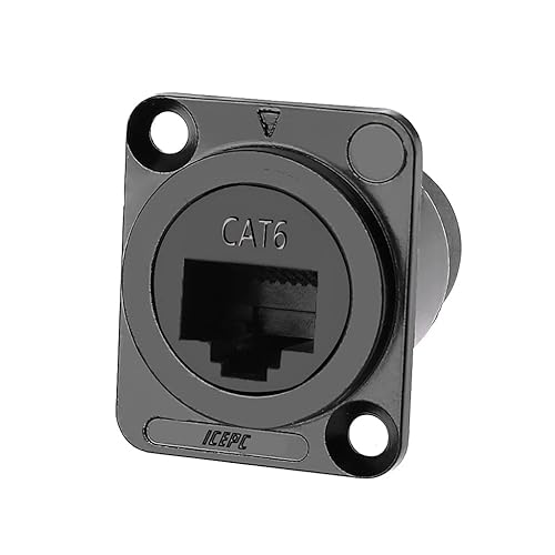 icepc RJ45 Cat6 Socket D-Type Module Shielded Industrial Panel Mount Bulkhead Female/Female Feed Thru Coupler Signal IP67 Waterproof Connector Network