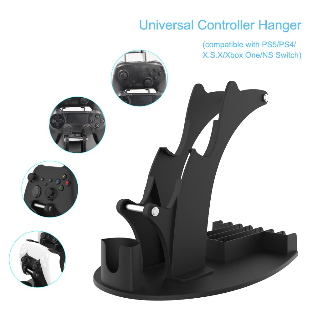 EJGAME Dual Game Controller & Headphone & Media Remote & Game Disc Stand Holder Compatible with PS5,/PS4/Xbox ONE/Series X/Switch,Stay