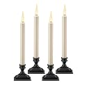 Xodus Innovations FPC1650-4 Battery Operated Flameless 12 inch Taper Candle and Base with 3D Warm White Flickering Flame and 6 Hour Automatic Timer