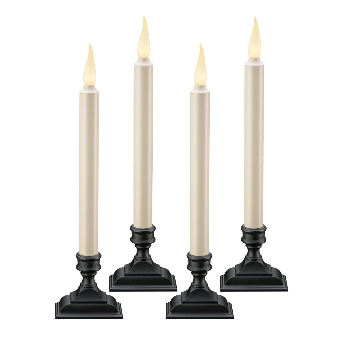 Xodus Innovations FPC1650-4 Battery Operated Flameless 12 inch Taper Candle and Base with 3D Warm White Flickering Flame and 6 Hour Automatic Timer