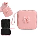 QLD COVER Charger Cover Storage Bag, Cute 3D Bow Tie Waves Design Charger Protector Travel Storage Case, Earphone Wire Saver Cable Cord Organizer