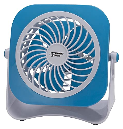 PowerZone Dual Powdered Table Fan, 2 Speeds, Plastic, 4 In W