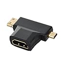 Cablecc Micro HDMI Male Mini HDMI Male to HDMI 1.4 Female 90 Degree 2 in 1 Combo Adapter