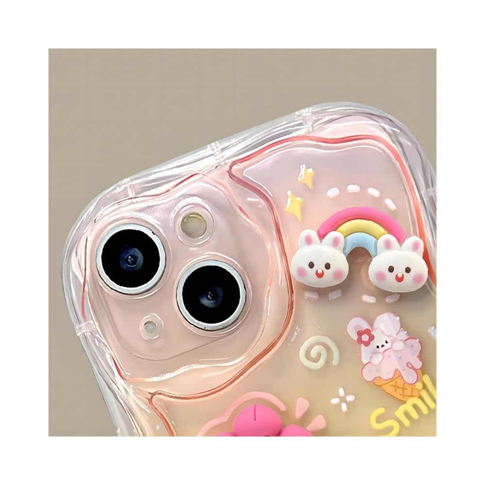 Dzdcase Designed for iPhone Case,Cute Rainbow Rabbit Duck Kawaii Cartoon Animal Wristband Strap Bracelet Chain Soft Shockproof Cover Phone Case