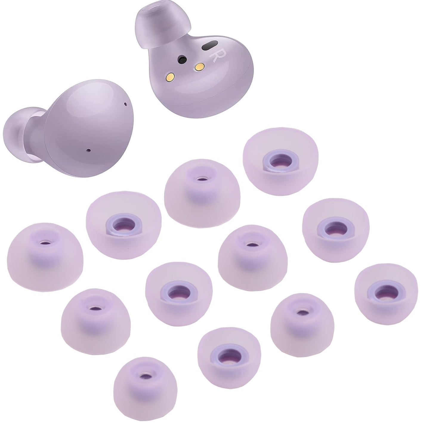 6 Pairs Replacement Earbuds Tips Silicone Eartips Set for Samsung Galaxy Buds 2 Headphones Wireless Fit in Case Ear Tips (Lavender)