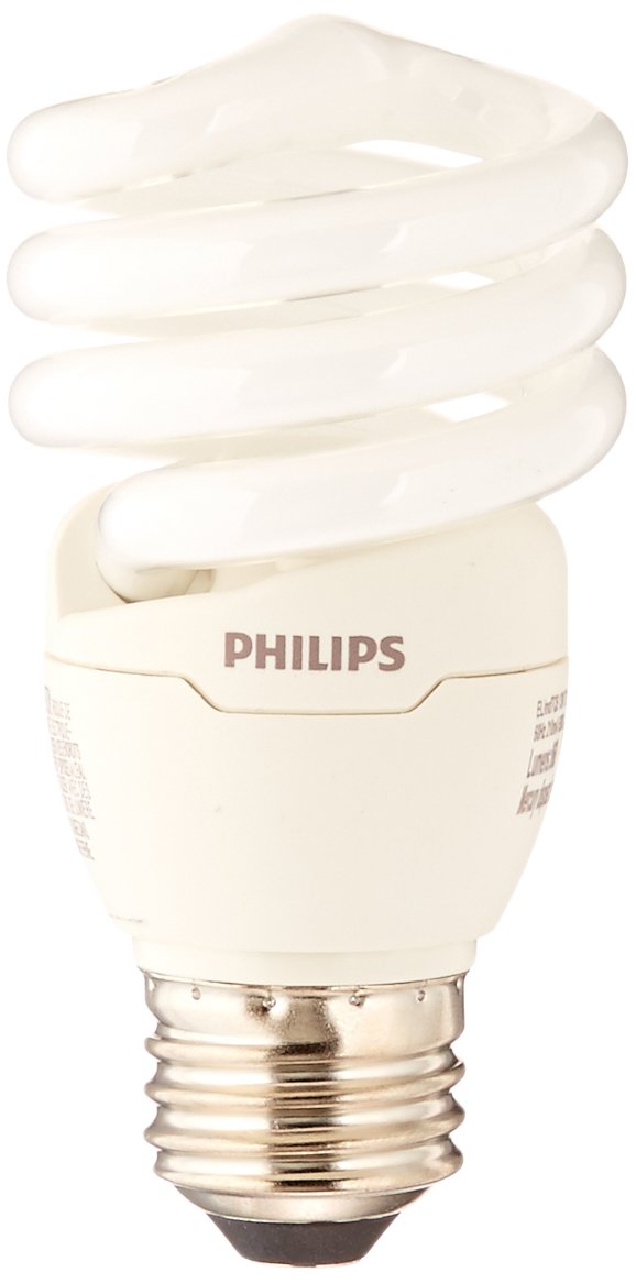 Philips LED 420091 Energy Saver Compact Fluorescent T2 Twister (A19 Replacement) Household Light Bulb: 6500-Kelvin, 13-Watt (60-Watt Equivalent), E26