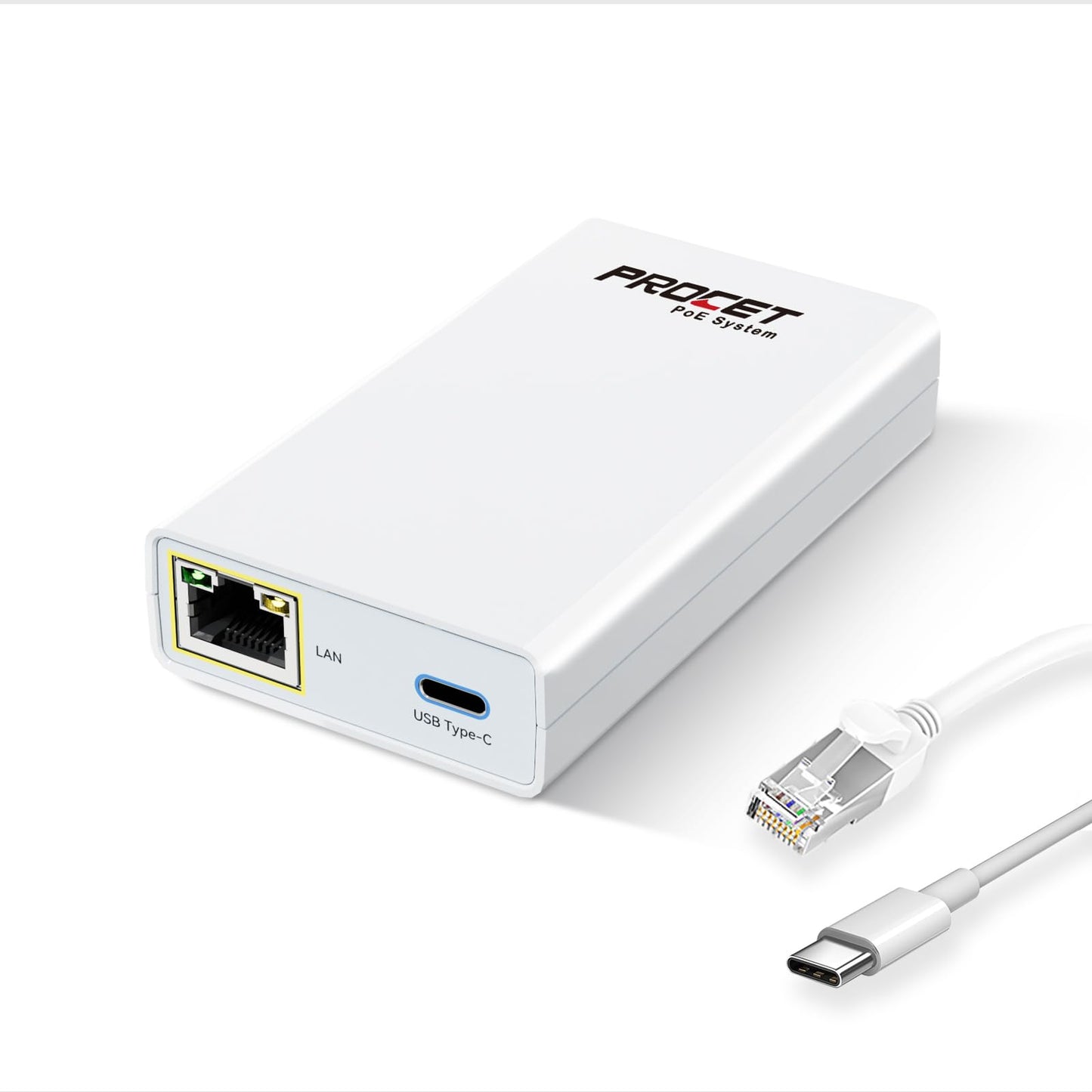 PROCET PoE Splitter 5V 3A for Raspberry Pi 4 Model B, 15W USB-C Gigabit Ethernet Over PoE Power Adapter, IEEE802.3at Compliant 10/100/1000Mbps Power