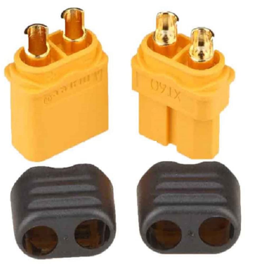 Yiqigou 2pcs Amass XT60H XT60 Male Plug Connector to XT60H XT60 Female Plug Connector Adapter Extension with 30cm 14AWG Silicone Wire (xt60h Cable)