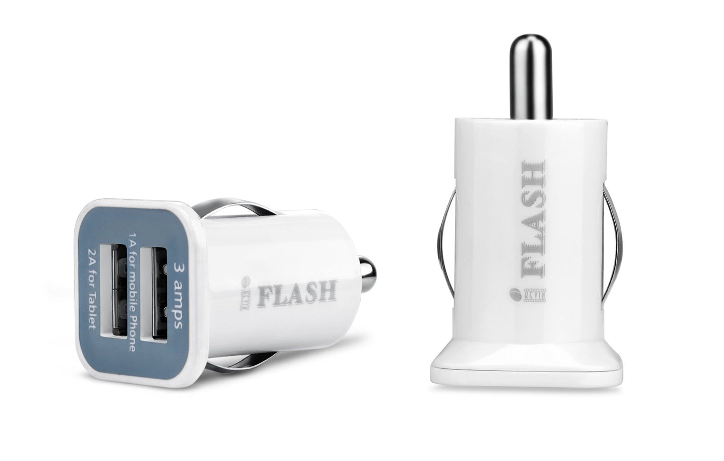 iFlash Dual USB Car Lighter Charger Adapter with 3A Output - fast Heavy Duty Ouput - Support Apple iPad Pro / Air 2 / mini 2/3/4 iPhone X / 8 Plus / 7