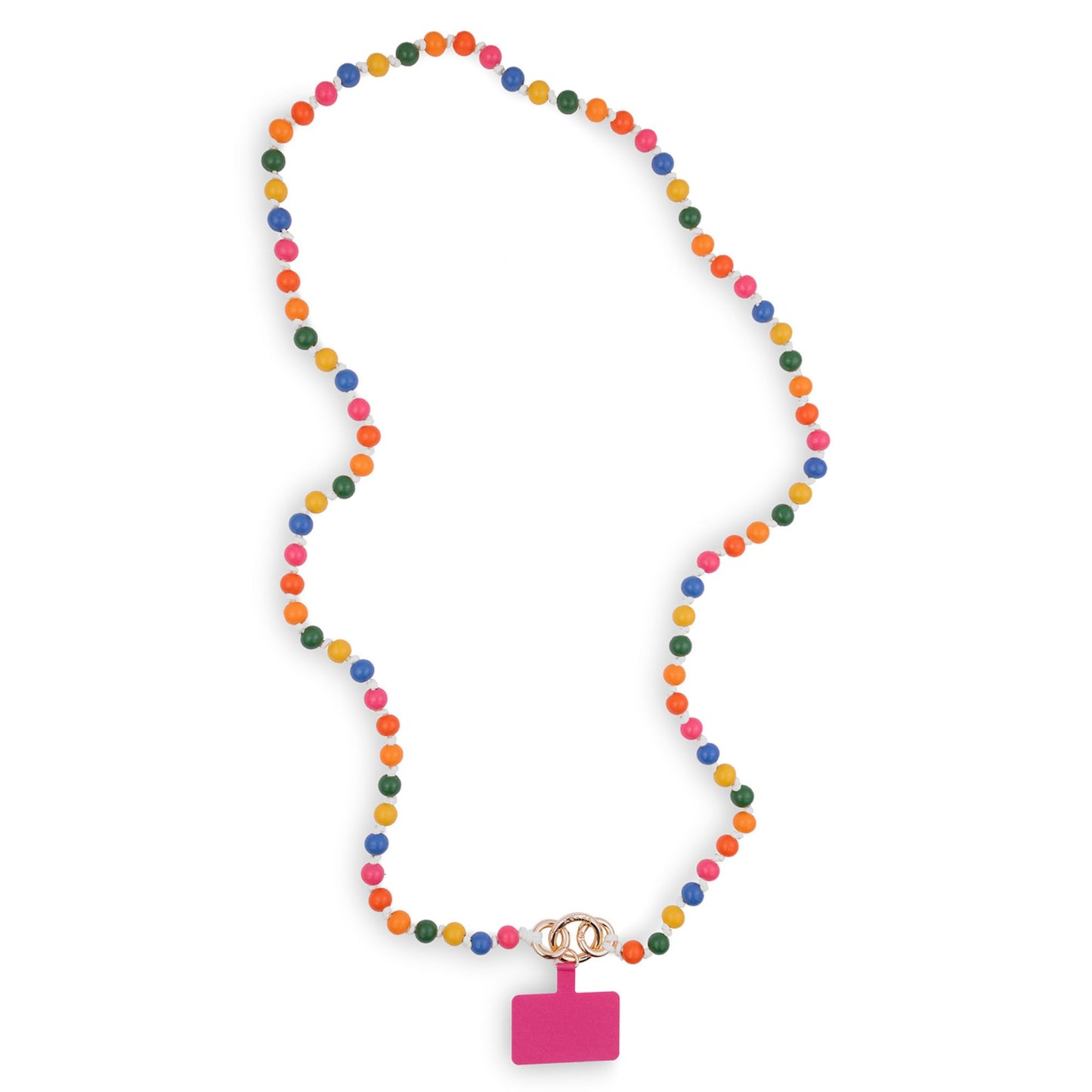 ban.do Beaded Crossbody Phone Lanyard, Wooden Bead Lanyard with Carabiner, Rainbow Beads