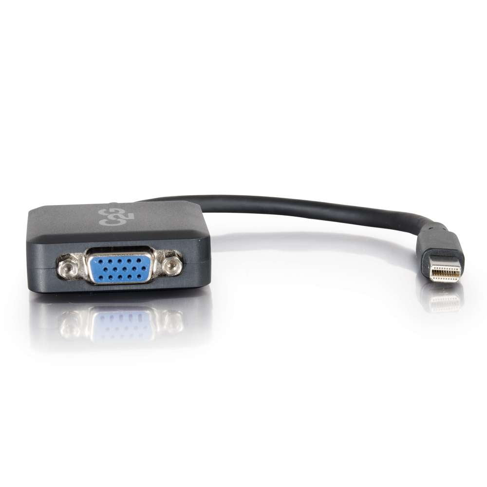 C2G Mini Display Port Adapter, Display Port to VGA, Male to Female, Black, 8 inches, Cables to Go 54315 - TAA Compliant