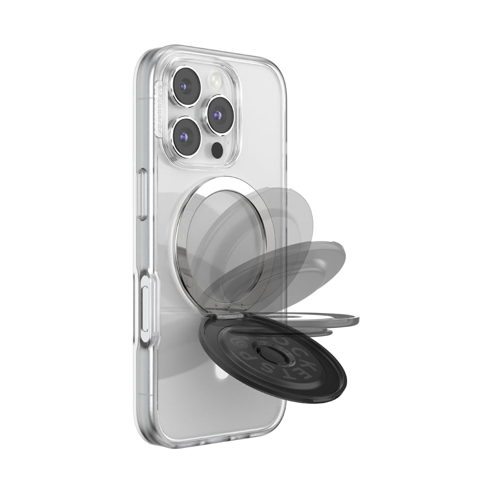 PopSockets Kick-Out Grip for MagSafe, Adjustable Kickstand for Portrait or Landscape, Magnetic Stand - Black