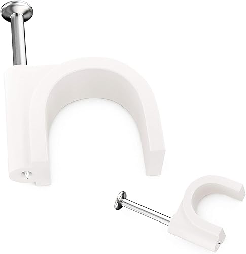 PHYXOLOGY SUPPLY Pro-Grade, Cable Clips with Steel Nails 4mm, 14mm Wire Holders and Tacks 100 Per Size. Durable, UV Resistant Plastic Clips Help