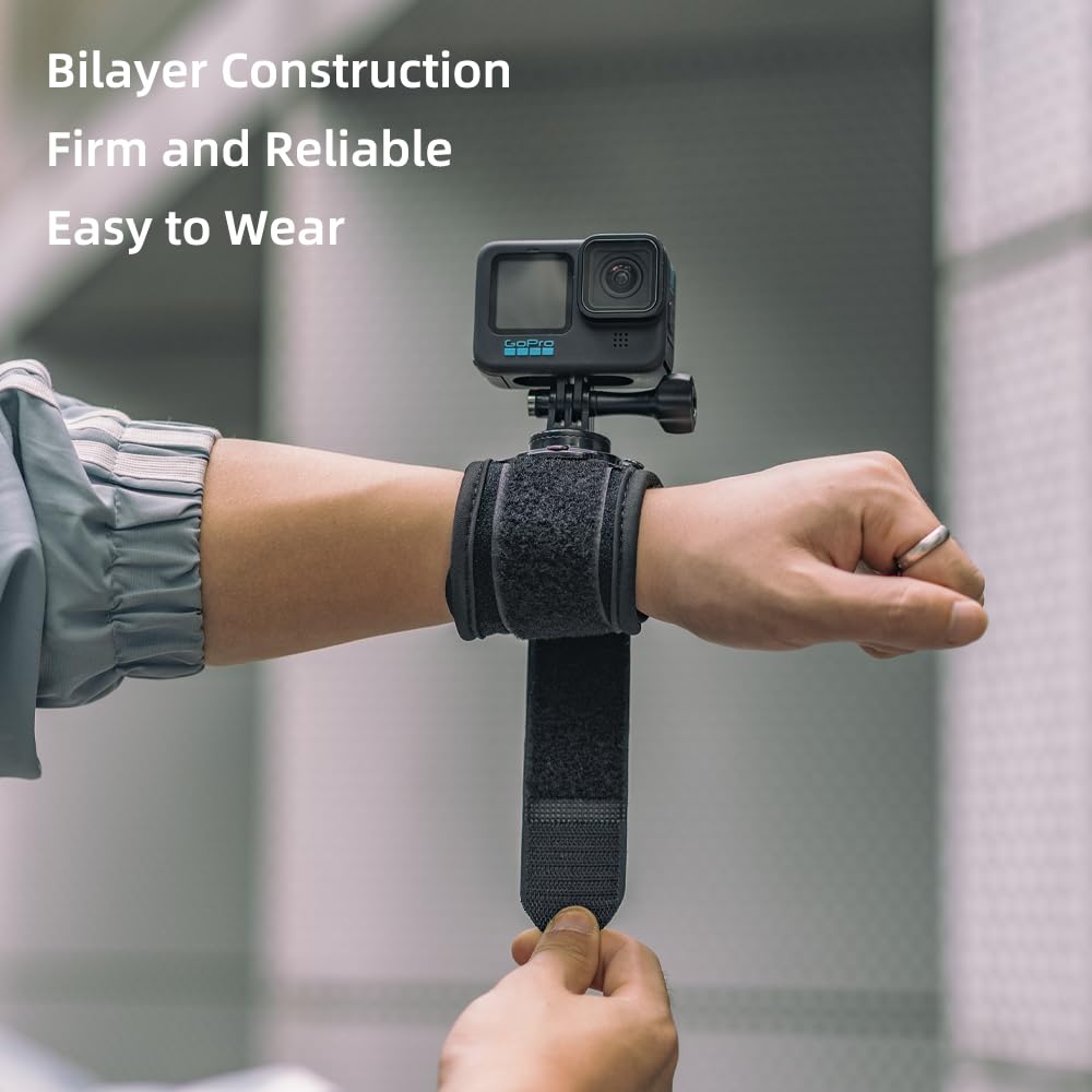 SOH Adjustable Wrist Strap Mount for GoPro 13/12/11/10/9/8, 360° Rotation Arm Mount Strap Compatible with DJI OSMO Action5 Pro/4/3, Insta 360 ONE RS