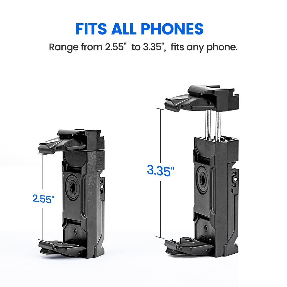 Fotopro Phone Tripod Mount Cold Shoe Rotatable Universal Cell Phone Mount Adapter for Monopod Selfie Stick Desktop Tripod Video Vlogging Photograph