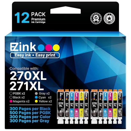 E-Z Ink Compatible for Canon PGI-270XL CLI-271XL 270XL 271XL Ink, 12 Pack