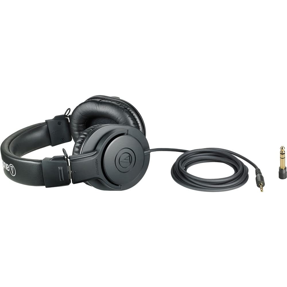 Audio-Technica ATH-M20x Professional Studio Monitor Headphones, Black (AUD ATHM20X) + Microfiber Cleaning Cloth + Headphone Stand + Headphone CASE +…