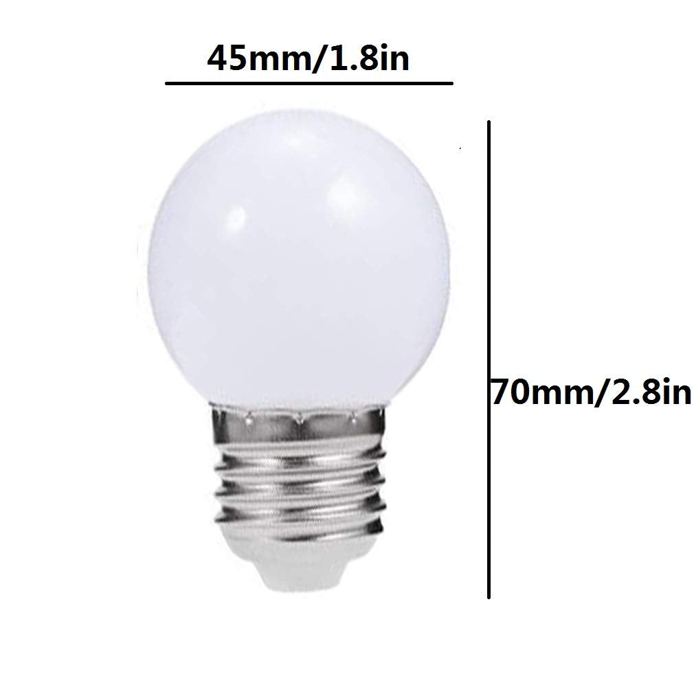 Lxcom Lighting G45 LED Bulb 3W Globe Vanity Light Bulb 30 Watt Replacement 300LM Cool White 6500K LED Light Bulb E26/E27 Base for Makeup Mirror Porch
