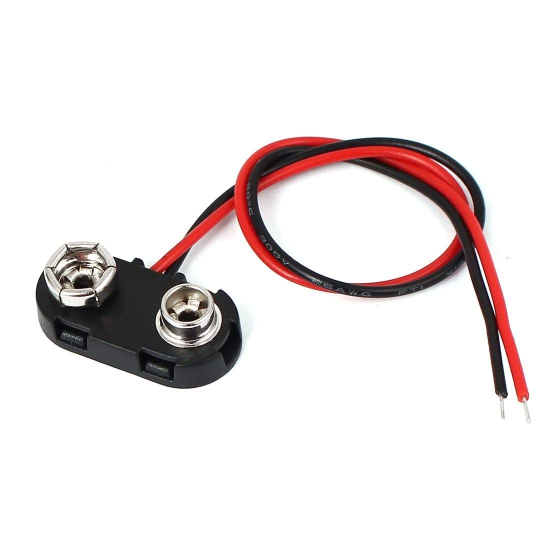 bnafes 10 Pack T Type 9 V Battery Clip Connector Long Cable Connection Hard Shell Black Red Connector