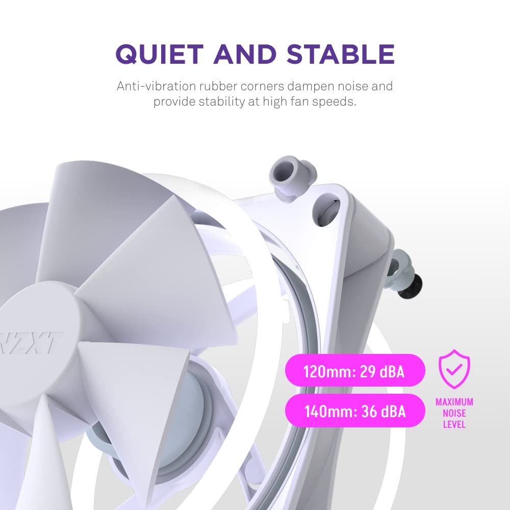 NZXT F140 RGB Duo - 140mm Dual-Sided RGB PC Case Fan - White