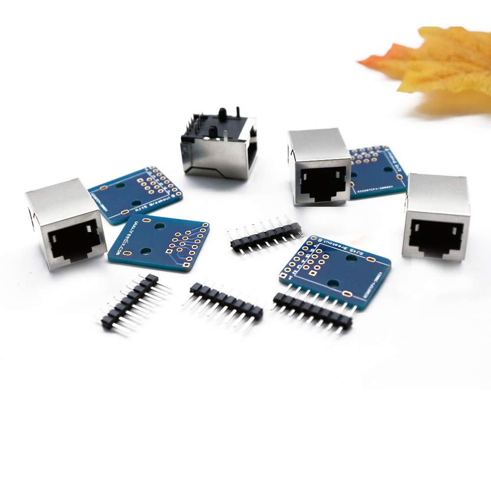 Treedix 4 Pcs RJ45 8-pin Connector (8P8C) and Breakout Board Kit Compatible with Ethernet DMX-512 RS-485 RS-422 RS-232 (Unassambled)