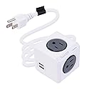 Surge Protector Power Board, 4 - Outlet Extender Multi - Plug Socket with 2 USB Charging Ports, 5 Foot Extension Cord, Installation Base?Suitable