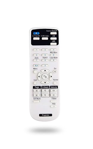 Universal Projector Remote Control for Epson Home Cinema, Powerlite, EB-, EX, VS, H, BrightLink, EMP- Series Projectors, 705HD 710HD 725HD 730HD 740HD