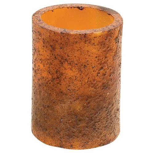 Hearthside Collection 4-Inch Burnt Mustard Wax Coated LED Flameless Pillar Candle