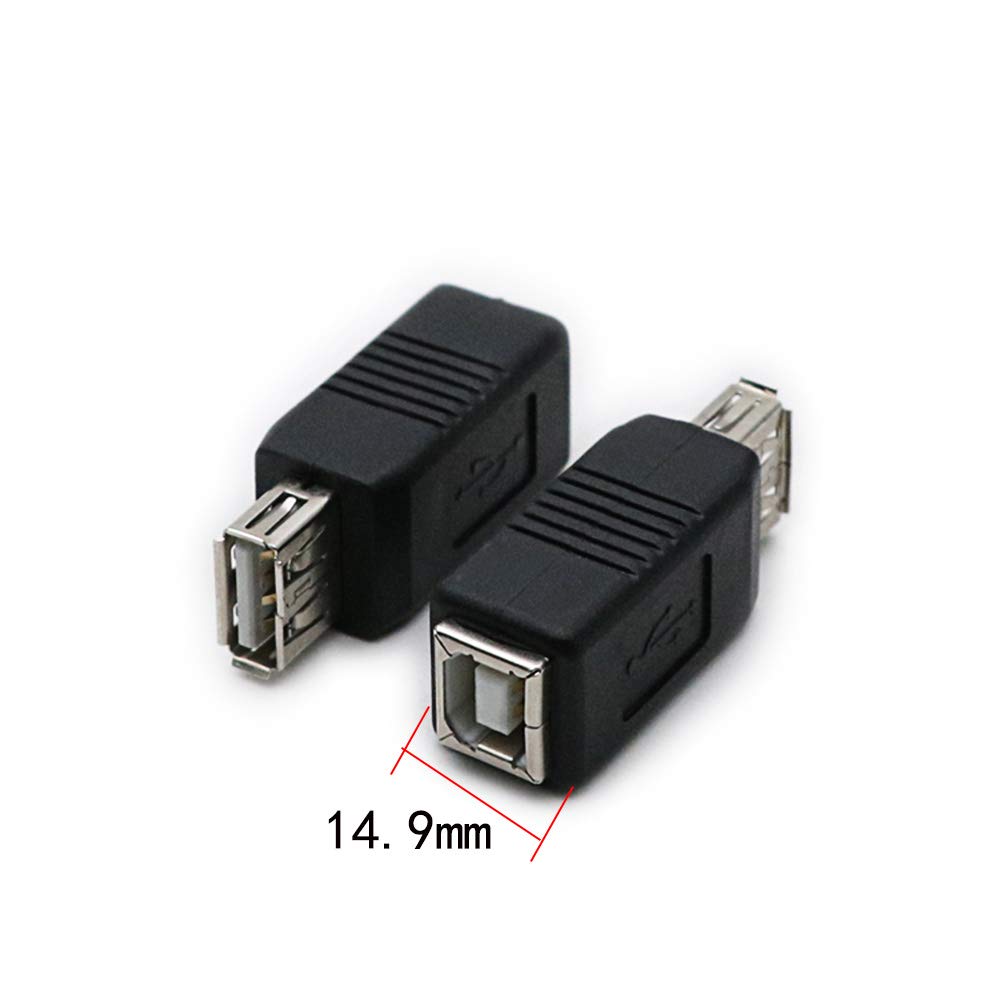 rgzhihuifz 2 Pack USB 2.0 AF/BF Plug Type A Female to Type B Female Adapter Connector Converter Compatible with Laptop Computer Hard Drive Printer…