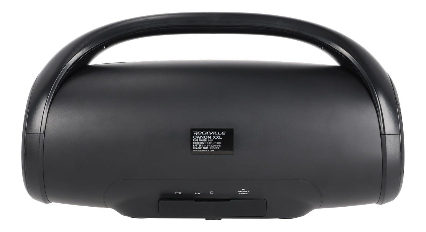 Rockville Canon-XXL Portable Bluetooth Speaker, Deep Bass, 60W, TWS, 24hr Battery, Water Resistant, EQ, SD/USB, AUX, Perfect for Parties, Outdoor Use