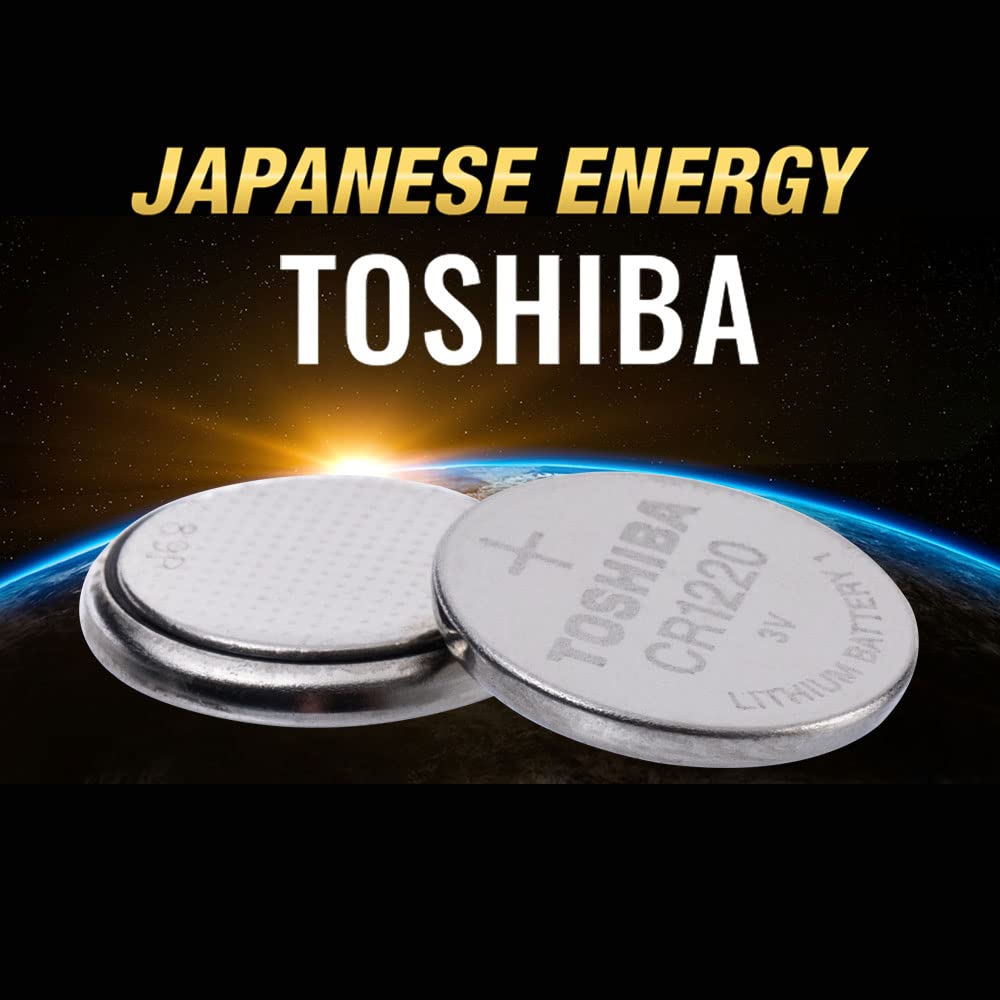 TOSHIBA CR1220 3V Lithium Coin Cell Battery 5 Batteries in Strip Child-Resistant Packaging