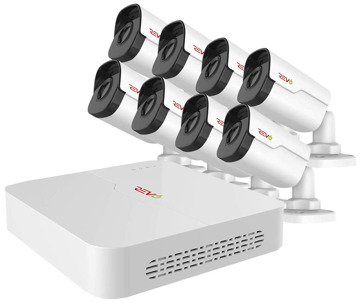 REVO America America Ultra HD 8 Ch. 2TB HDD IP NVR Video Surveillance System, 8 x 4MP IP Bullet Security Cameras - Remote Access via Smart Phone