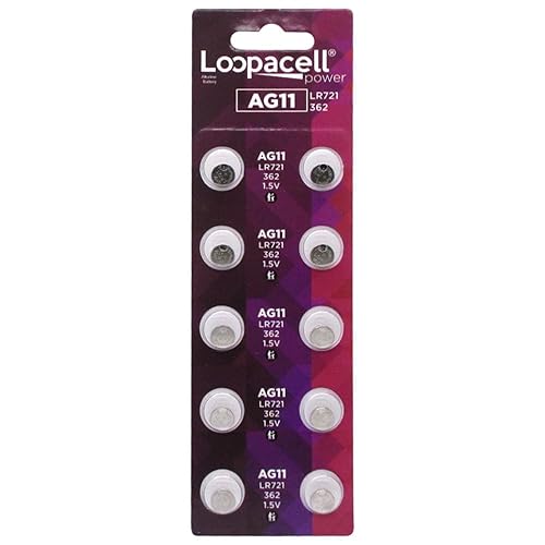 LOOPACELL 10 Pack AG11 LR721 362 V362 D362 GP362 Alkaline Button Cell Battery