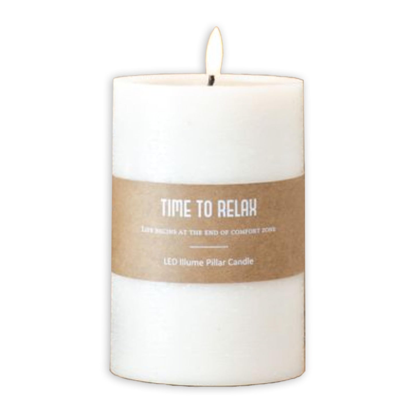 100 North PD Home & Garden LED Decorative for Home Spa Ambient Décor 6 Inch Realistic Wax Wide Flameless Pillar Candle White Time to Relax