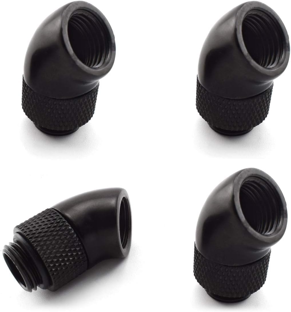 dracaena.io 12 Pack G1/4" 45° Rotary 360° Swivel Fitting, Male to Female Extender Adapter for PC Water Cooling Loop, Computer Liquid Cooling Fittings
