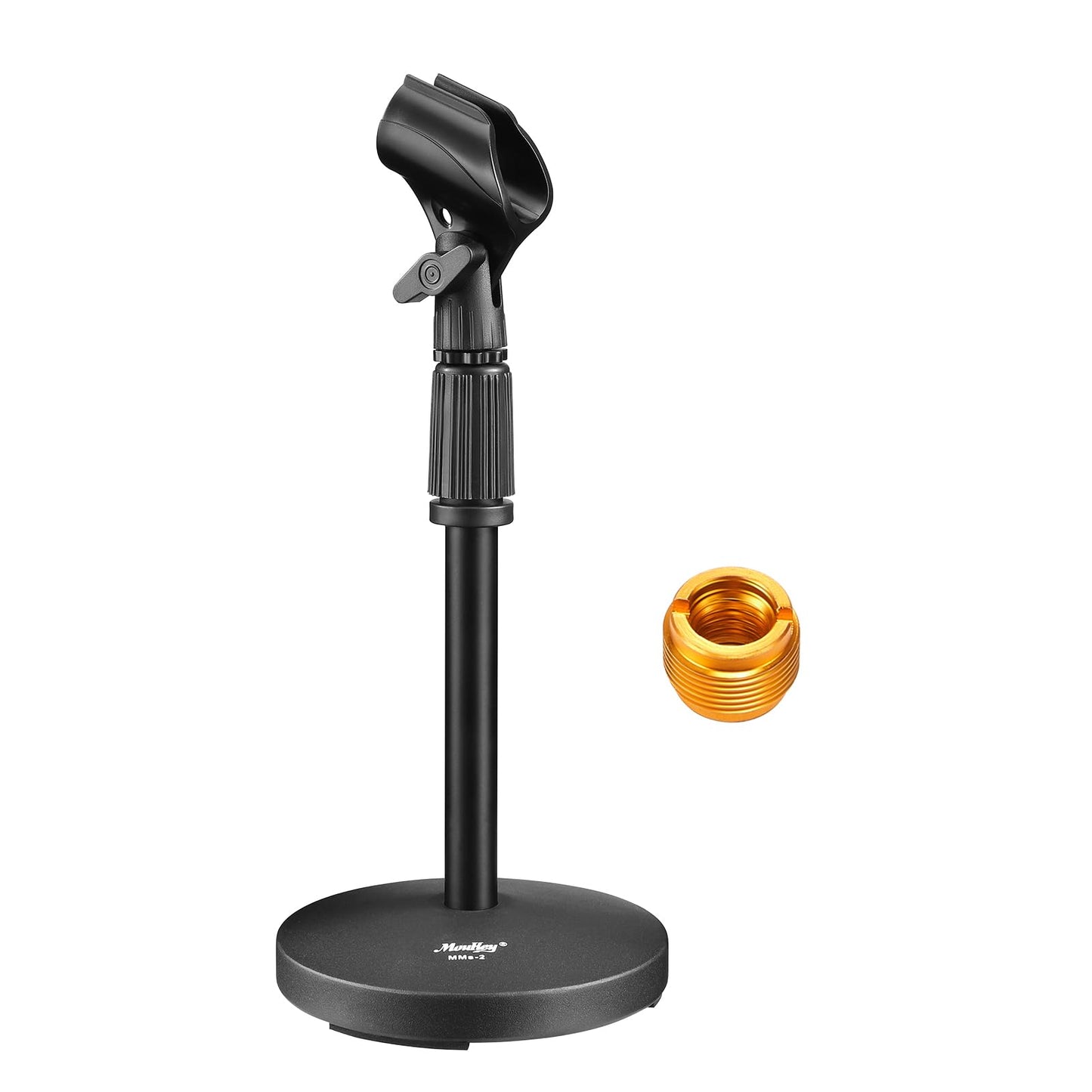 Desktop Microphone Stand, Moukey Upgraded Adjustable Table Mic Stand with Non-Slip Metal Base for Blue Yeti Snowball Spark, Other Microphone, height