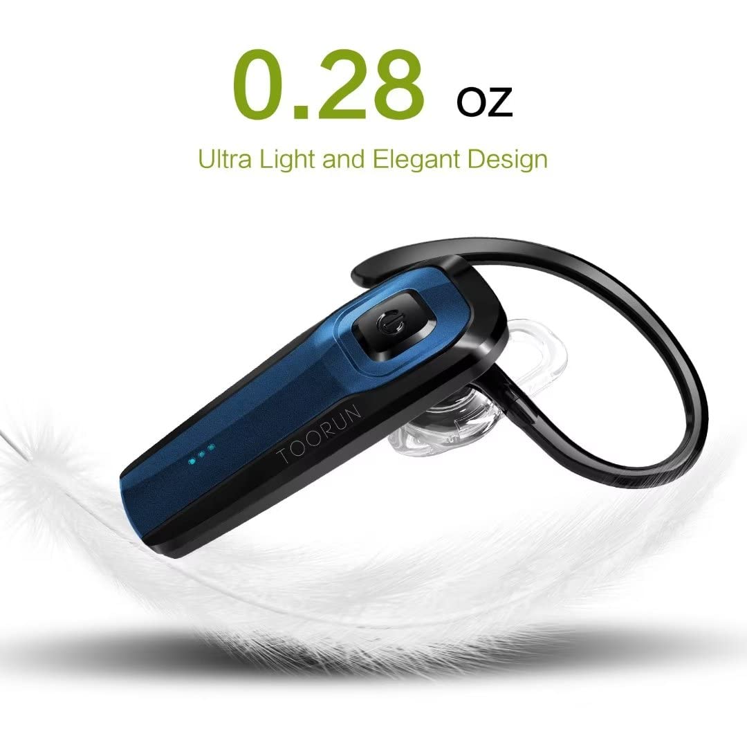 TOORUN Bluetooth Earpiece, M26 Bluetooth Headset Handsfree V5.0 Wireless Earpiece Headphone with Noise Reduction and Microphone Compatible for Android